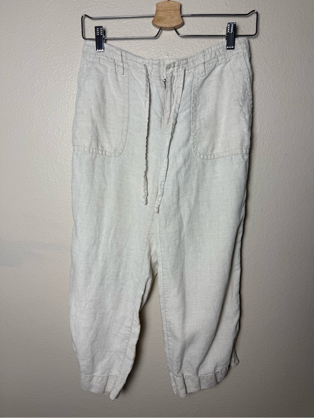 Liz Claiborne 100% Linen Light Cream Drawstring Linen Joggers